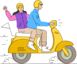 couple riding scooter